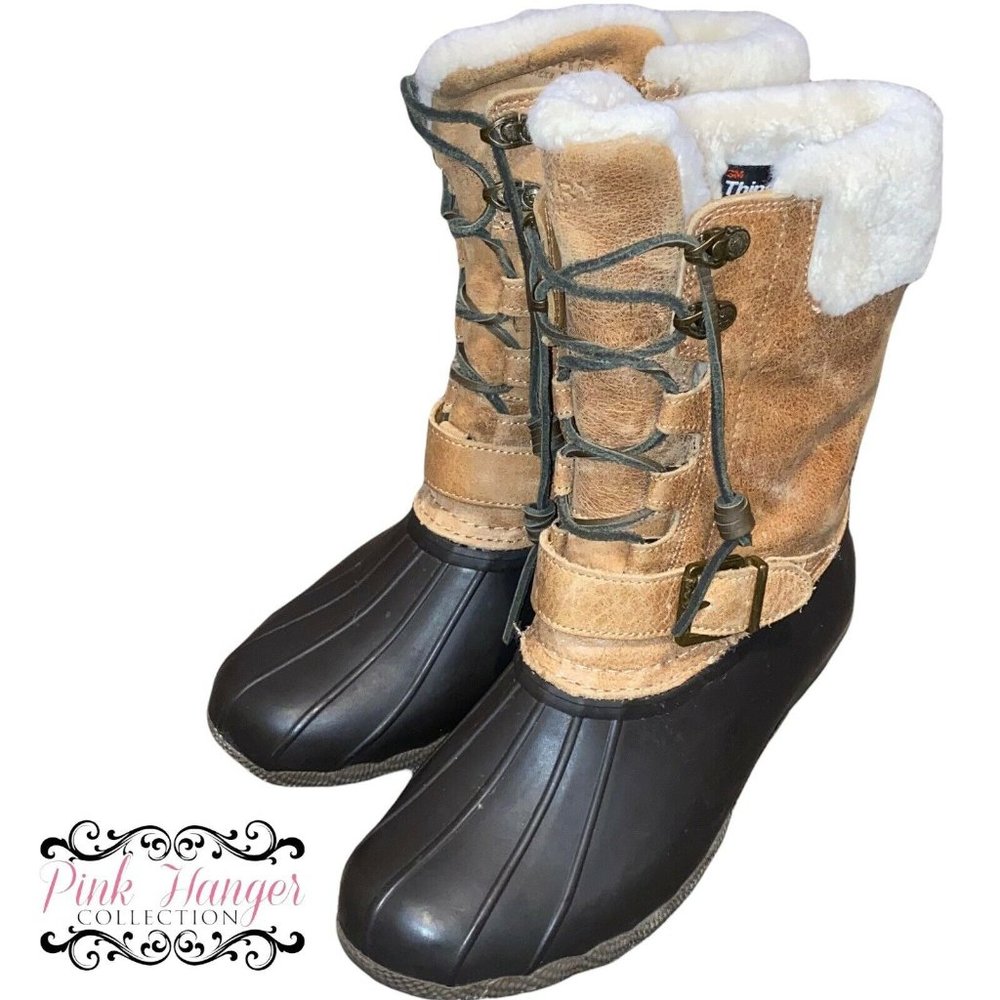 Sperry Top Sider Winter Boots Sz 8 Women Tan